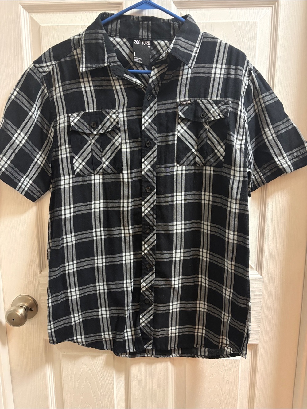 Zoo York Black and White Plaid Short Sleeve Button-Down Shirt